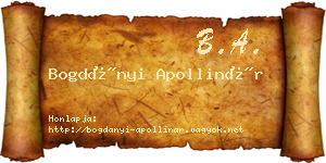 Bogdányi Apollinár névjegykártya
